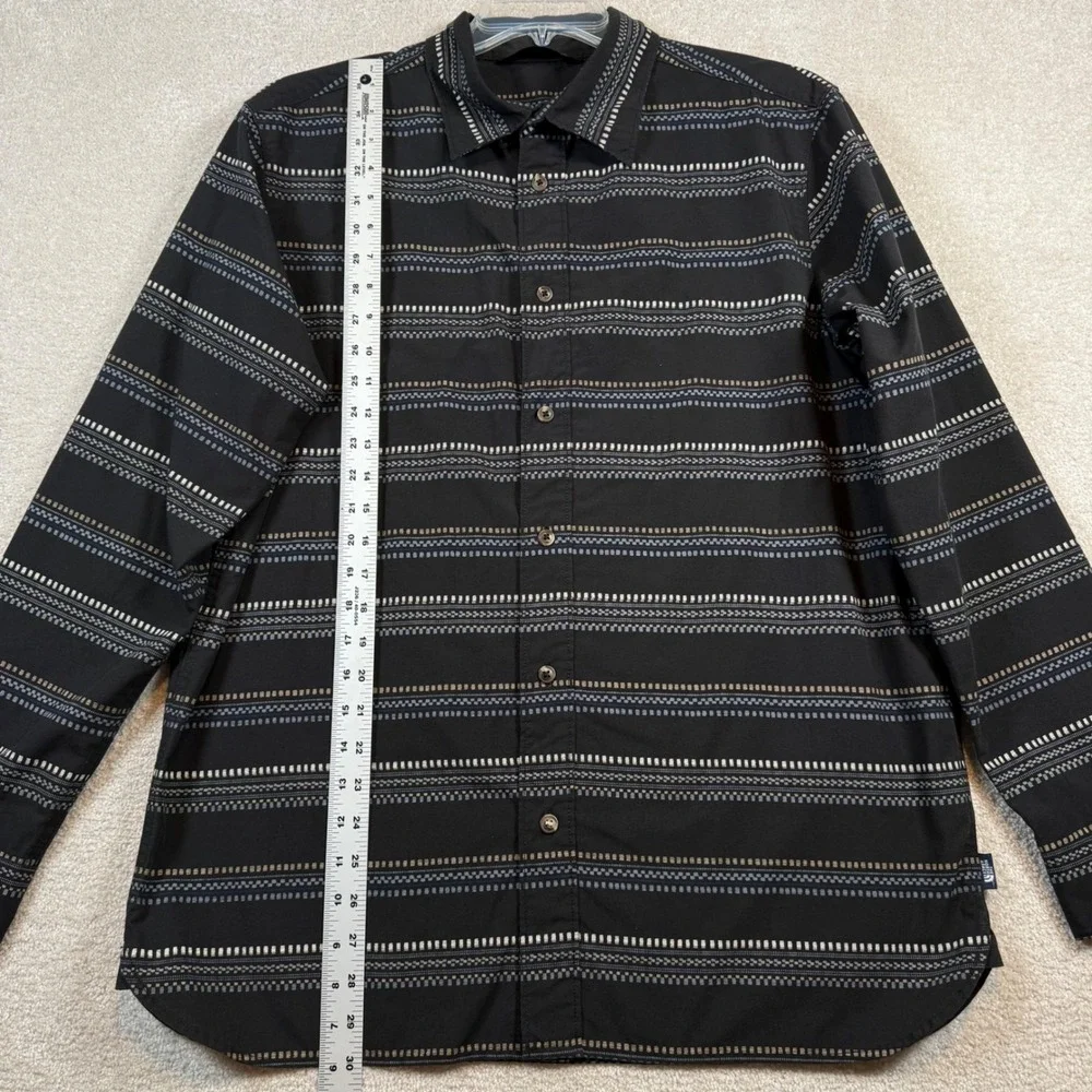 The North Face Mens Large Black Aztec Stripe Long Sleeve Button Up Shirt